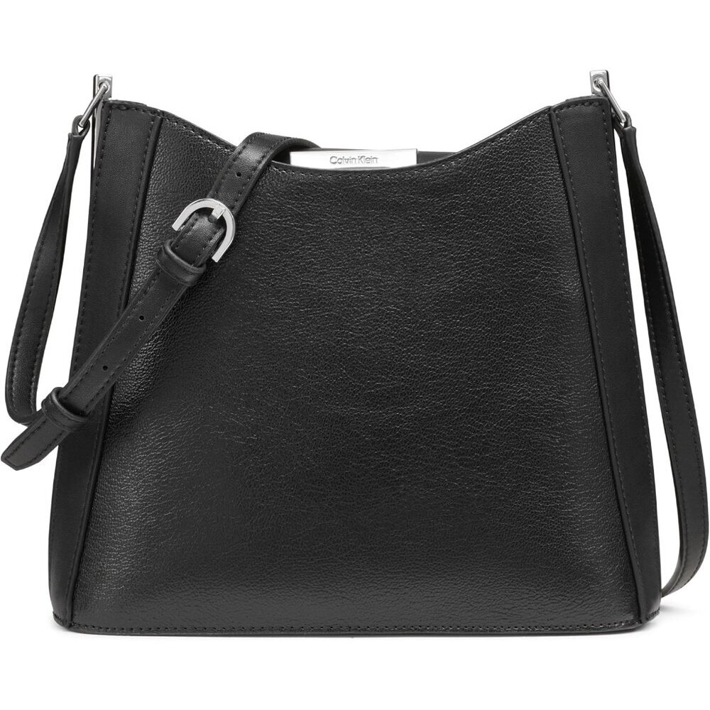 Womens Crossbody Bag Vegan Leather Small Black Silver Secure Interior Pockets